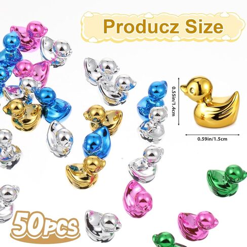 50 PCS Shiny Mini Duck Figures Bulk Colorful Duck Statue Mini Plastic Ducks for Micro Garden Seek Cake Decoration Landscape Animal Sculpture Aquarium Hide DIY Craft Charms Thanksgiving Gift in Saudi Arabia