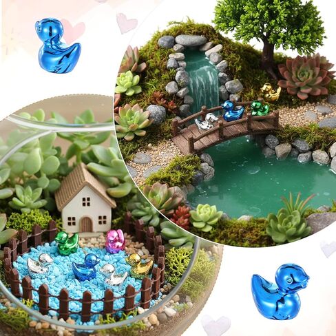 50 PCS Shiny Mini Duck Figures Bulk Colorful Duck Statue Mini Plastic Ducks for Micro Garden Seek Cake Decoration Landscape Animal Sculpture Aquarium Hide DIY Craft Charms Thanksgiving Gift in Saudi Arabia