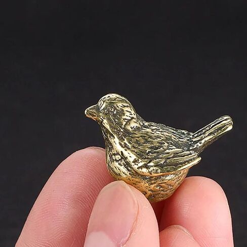 4PCS Brass Sparrow Statue, Exquisite Bird Decor, Desktop Metal Art, Miniature Sparrow Statue, Mini Animal Sculpture for Home Office in Saudi Arabia