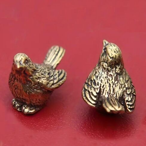 4PCS Brass Sparrow Statue, Exquisite Bird Decor, Desktop Metal Art, Miniature Sparrow Statue, Mini Animal Sculpture for Home Office in Saudi Arabia