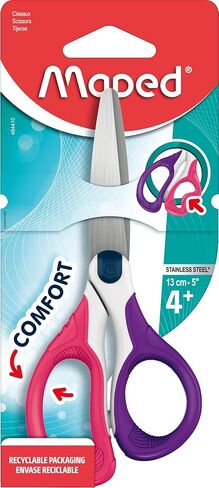 Maped Sensoft School Scissors with Asymmetric Flexible Handles, 5 Inch, Blunt, Assorted Colors (484410US) in Saudi Arabia