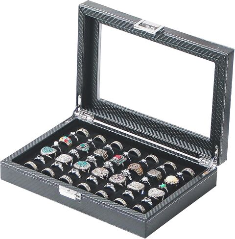 حافظة منظمة للحلقات، صندوق عرض حلقي للعرض، حامل حلقي 49 فتحة مع غطاء شفاف، صندوق تخزين حلقي، صينية حلقية للنساء in Kuwait