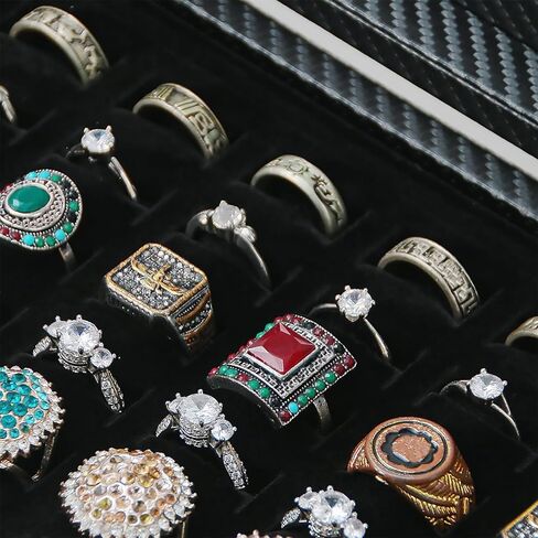 حافظة منظمة للحلقات، صندوق عرض حلقي للعرض، حامل حلقي 49 فتحة مع غطاء شفاف، صندوق تخزين حلقي، صينية حلقية للنساء in Kuwait