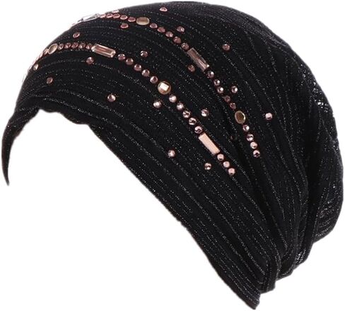 Inner Hijab Caps Women Bonnet Soft Breathable Thin Lace Wrap Hat(Black) in Saudi Arabia