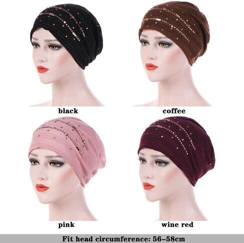 Inner Hijab Caps Women Bonnet Soft Breathable Thin Lace Wrap Hat(Black) in Saudi Arabia