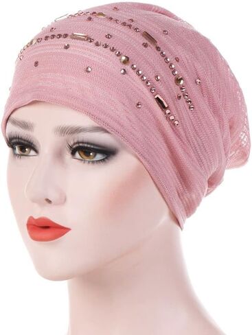 Inner Hijab Caps Women Bonnet Soft Breathable Thin Lace Wrap Hat(Black) in Saudi Arabia