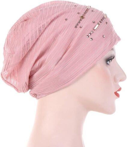 Inner Hijab Caps Women Bonnet Soft Breathable Thin Lace Wrap Hat(Black) in Saudi Arabia