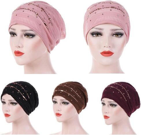 Inner Hijab Caps Women Bonnet Soft Breathable Thin Lace Wrap Hat(Black) in Saudi Arabia