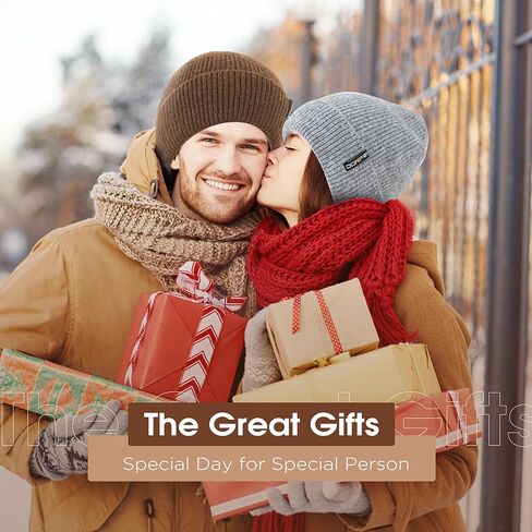 قبعات Donfri الصوفية للشتاء للرجال والنساء، مبطنة بالصوف البني، دافئة للغاية لفصل الشتاء، قبعة متماسكة على شكل جمجمة in Kuwait