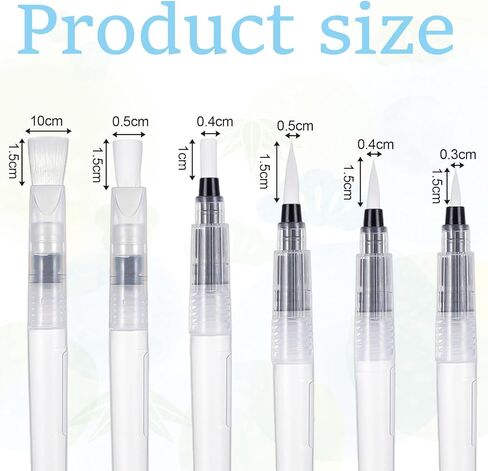 12 قطعة من أقلام الألوان المائية القابلة لإعادة الملء، مجموعة متنوعة من فرشاة الطلاء المحمولة المقاومة للتسرب لمزج الخط وتلوين أكريليك الغواش المائي، طرف مدبب ومسطح in Kuwait