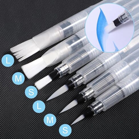 12 قطعة من أقلام الألوان المائية القابلة لإعادة الملء، مجموعة متنوعة من فرشاة الطلاء المحمولة المقاومة للتسرب لمزج الخط وتلوين أكريليك الغواش المائي، طرف مدبب ومسطح in Kuwait