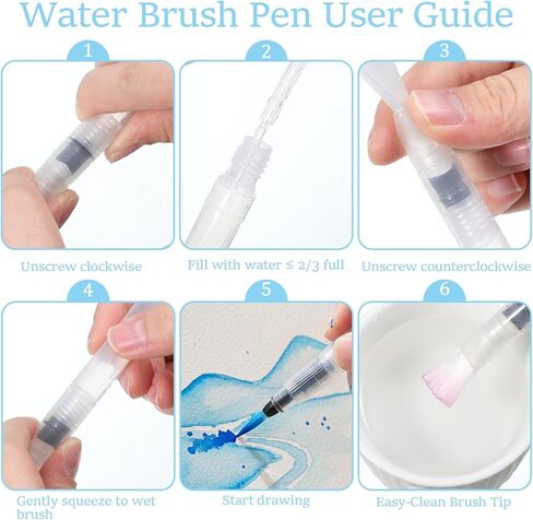 12 قطعة من أقلام الألوان المائية القابلة لإعادة الملء، مجموعة متنوعة من فرشاة الطلاء المحمولة المقاومة للتسرب لمزج الخط وتلوين أكريليك الغواش المائي، طرف مدبب ومسطح in Kuwait