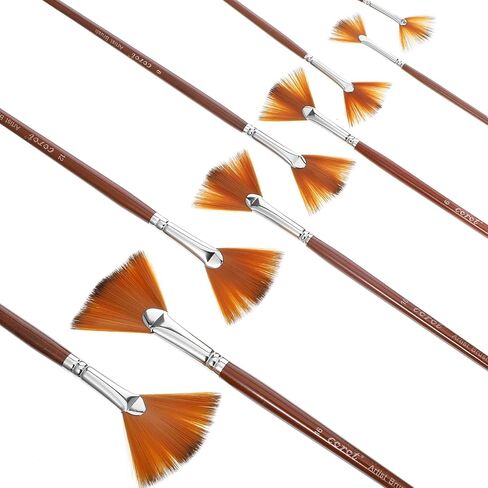 9Pcs Fan Brush for Painting, Professional Oil Acrylic Paint Brushes Artist Fan Paint Brushes Nylon Hair Long Wood Handle Fan Brush for Acrylic Watercolor Oil Painting (0#,2#,4#,6#,8#,10#,12#,14#,16#) in Saudi Arabia