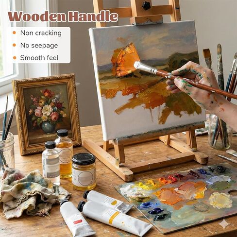 9Pcs Fan Brush for Painting, Professional Oil Acrylic Paint Brushes Artist Fan Paint Brushes Nylon Hair Long Wood Handle Fan Brush for Acrylic Watercolor Oil Painting (0#,2#,4#,6#,8#,10#,12#,14#,16#) in Saudi Arabia