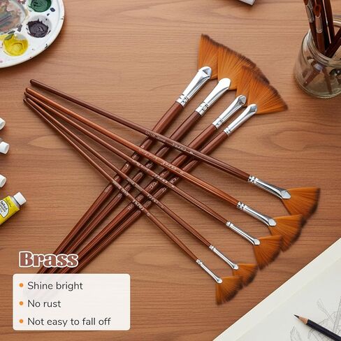 9Pcs Fan Brush for Painting, Professional Oil Acrylic Paint Brushes Artist Fan Paint Brushes Nylon Hair Long Wood Handle Fan Brush for Acrylic Watercolor Oil Painting (0#,2#,4#,6#,8#,10#,12#,14#,16#) in Saudi Arabia