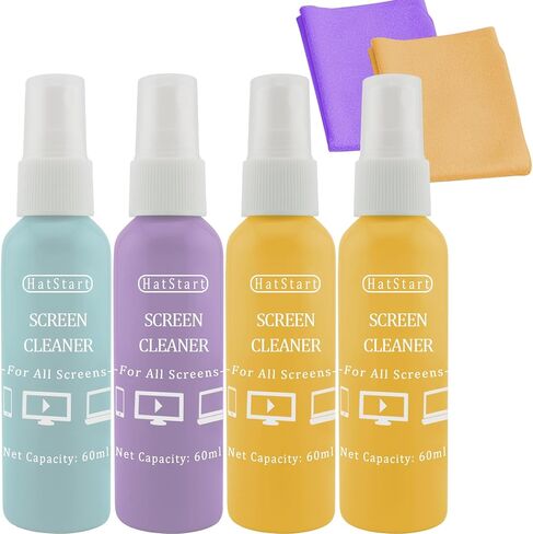 4-Pack Screen Cleaner Spray and 2 Pcs Microfiber Cloth Kit - for LCD, Laptop, PC, Macbook, iPhone, iPad, Computer Monitor, TV, Phone, Tablet, Touchscreen, Eyeglass Lens, and Car Display in Saudi Arabia
