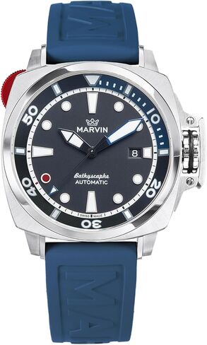 marvin Swiss Automatic Movement Dive Watches for Men Casual Men's Watch with Rubber Strap,Sapphire Glass Dial,Luminous Hands and Hour Markers,200m Waterproof for Diving or Underwater Sport in Saudi Arabia