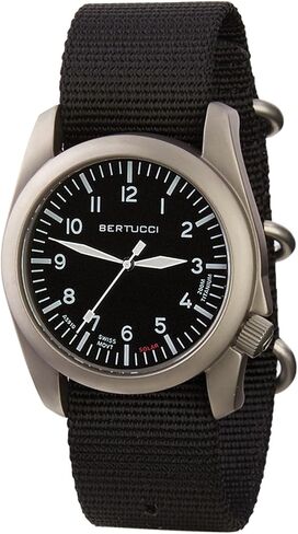 BERTUCCI® 44 mm Titanium Field Watch - A-4TS AERO™ Solar - Black dial, Black Nylon Band - 13900 in Saudi Arabia
