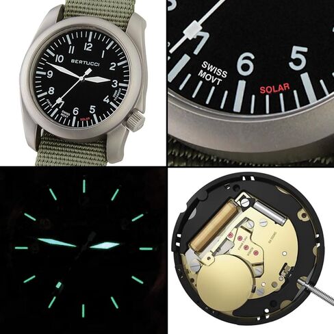 BERTUCCI® 44 mm Titanium Field Watch - A-4TS AERO™ Solar - Black dial, Black Nylon Band - 13900 in Saudi Arabia