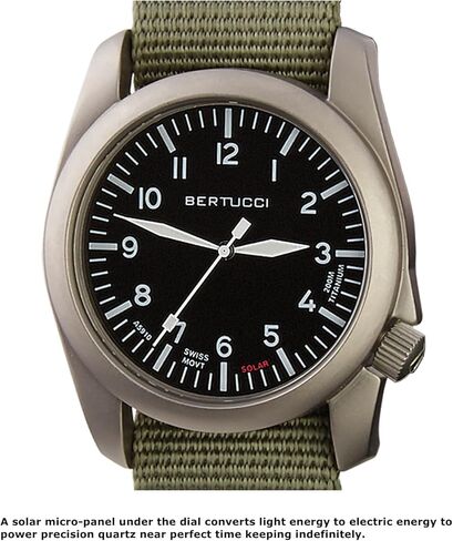 BERTUCCI® 44 mm Titanium Field Watch - A-4TS AERO™ Solar - Black dial, Black Nylon Band - 13900 in Saudi Arabia