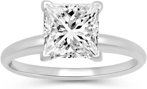 مجوهرات باريس خاتم زفاف دائري من الذهب الأبيض عيار 18 قيراط | خاتم مطلي مويسانيتي 4 قيراط | هدية للنساء in Kuwait