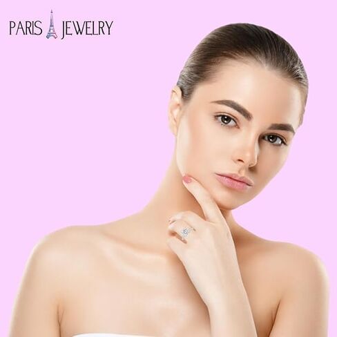 مجوهرات باريس خاتم زفاف دائري من الذهب الأبيض عيار 18 قيراط | خاتم مطلي مويسانيتي 4 قيراط | هدية للنساء in Kuwait