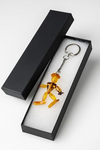 Handmade Amber Keychain – Natural Baltic Amber Man-Shaped Charm – Car Accessory or Gift for Men – Protective Amulet in Saudi Arabia