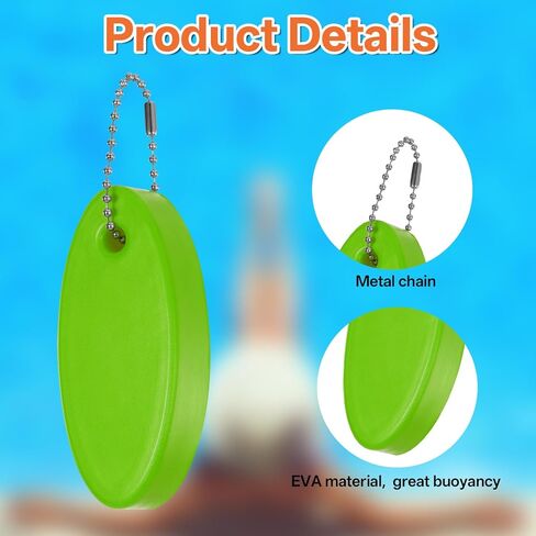 3 Pcs Foam Floating Keychain for Boat Keys, Oval Shaped Bright Color Floating Keychain Waterproof Surfboard Key Ring for Kayak, Sailing, Swiming, Fishing (Yellow, Sky Blue, Light Green) in Kuwait