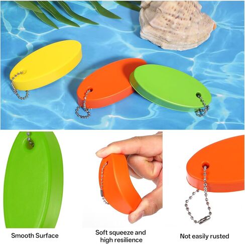 3 Pcs Foam Floating Keychain for Boat Keys, Oval Shaped Bright Color Floating Keychain Waterproof Surfboard Key Ring for Kayak, Sailing, Swiming, Fishing (Yellow, Sky Blue, Light Green) in Kuwait