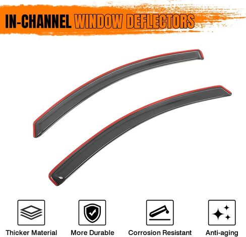 in Channel Window Visor Deflectors, Compatible with 2015-2022 Chevrolet Colorado & GMC Canyon Extended Cab, Acrylic Smoke/Tinted Slim Style Window Rain Guards, 2 Pieces in Saudi Arabia