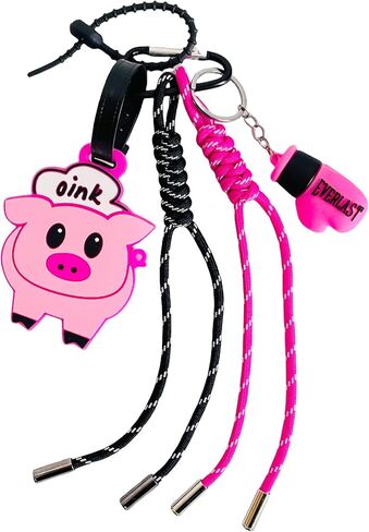 QTMY Cute Pig Boxing Glove Rope Braided Keychain Bag Charms for Handbag Purse Backpack Accessories for Bogg Bag,743 in Saudi Arabia