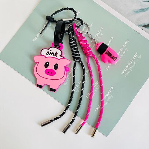 QTMY Cute Pig Boxing Glove Rope Braided Keychain Bag Charms for Handbag Purse Backpack Accessories for Bogg Bag,743 in Saudi Arabia