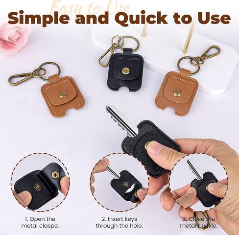 4 Pack Leather Car Key Cover Protector, Pu Leather Broken Key Sleeve Holder Loop Replacement, Universal Fit for Car House Office in Saudi Arabia