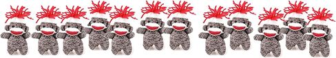 Plushland Stuffed Sock Monkey Keychain – Plush Sock Monkey Gift for Kids and Adults – 12 PCS – 4 Inches. in Kuwait