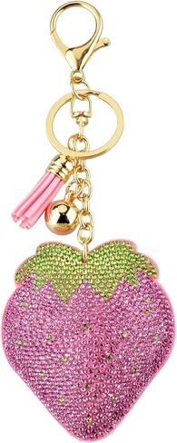 Bling Cherry Keychain for Women Sparkly Rhinestone Cherry Bag Charm for Purse Car Keys Backpacks Handbags in Kuwait