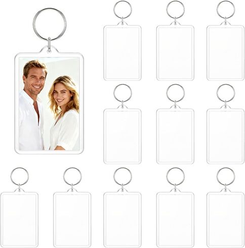 12 Pcs Blank Acrylic Photo Keychains 2x3 Inch Clear Rectangle Frame Picture Insert Keychain for DIY Gifts Keyring in Kuwait