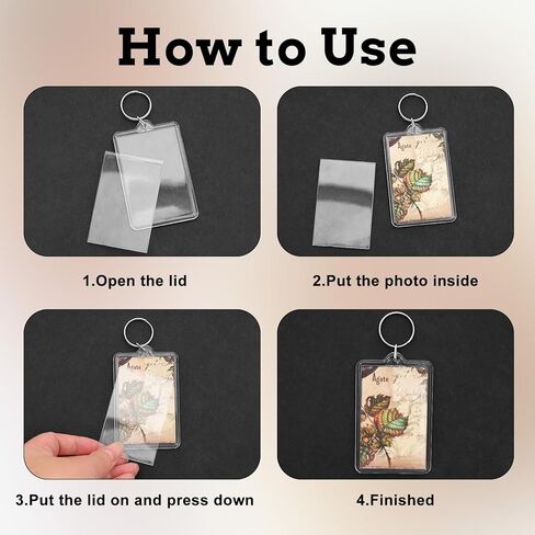 12 Pcs Blank Acrylic Photo Keychains 2x3 Inch Clear Rectangle Frame Picture Insert Keychain for DIY Gifts Keyring in Kuwait