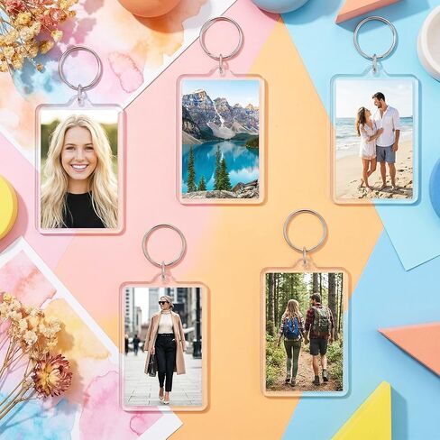 12 Pcs Blank Acrylic Photo Keychains 2x3 Inch Clear Rectangle Frame Picture Insert Keychain for DIY Gifts Keyring in Kuwait
