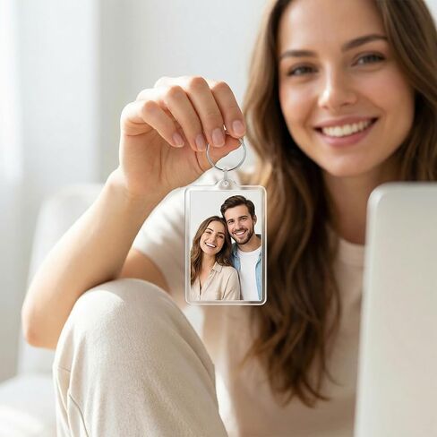 12 Pcs Blank Acrylic Photo Keychains 2x3 Inch Clear Rectangle Frame Picture Insert Keychain for DIY Gifts Keyring in Kuwait