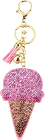Cute Ice Cream Bling Keychain for Women, Sparkly Rhinestone Keychain Bag Charm, Crystal Keyring, Purse Accessory Gift in Saudi Arabia