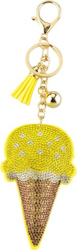 Cute Ice Cream Bling Keychain for Women, Sparkly Rhinestone Keychain Bag Charm, Crystal Keyring, Purse Accessory Gift in Kuwait