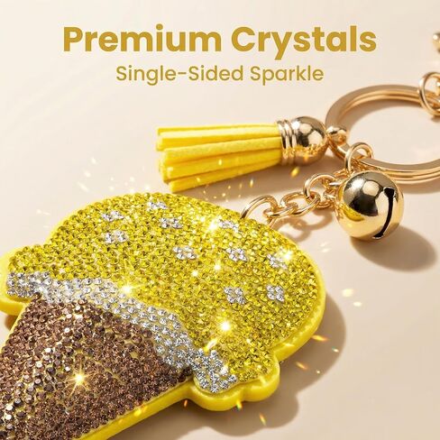 Cute Ice Cream Bling Keychain for Women, Sparkly Rhinestone Keychain Bag Charm, Crystal Keyring, Purse Accessory Gift in Saudi Arabia