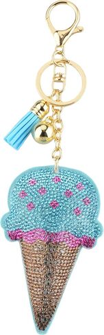 Cute Ice Cream Bling Keychain for Women, Sparkly Rhinestone Keychain Bag Charm, Crystal Keyring, Purse Accessory Gift in Saudi Arabia