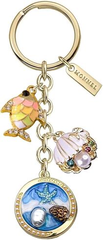 Women's Zinc Alloy Metal Little Tropical Fish Shells pearls starfish on Beach Charms Key Ring Keychain Z733 (Multi) in Saudi Arabia
