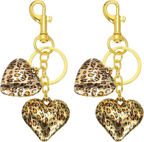 uxcell Leopard Print Heart Keychain Cute Charm, Y2K Style Bag Charm Keyring Accessories for Women Purse in Saudi Arabia