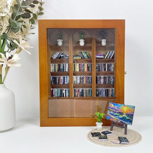 رف كتب للقلق - رف كتب صغير لتخفيف القلق مع سجادة ونباتات و260 كتابًا صغيرًا، مكتبة مصغرة مزخرفة، زينة لتخفيف التوتر لمحبي الكتب، زينة لتخفيف التوتر لديكور المنزل والمكتب in Kuwait