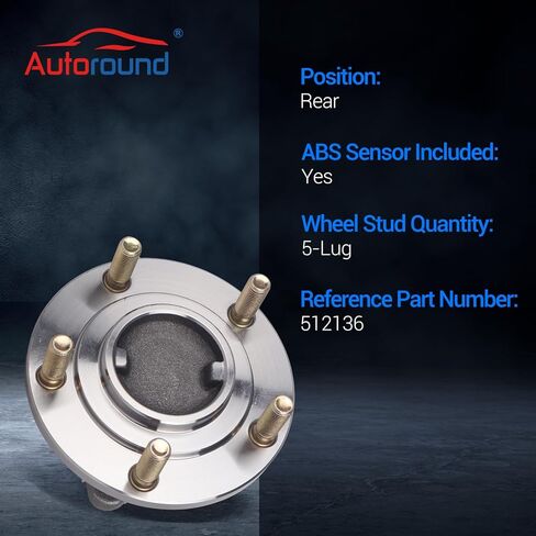 Autoround 512136 Rear Wheel Bearing and Hub Assembly Compatible with Dodge Avenger 95-00 Stratus 01-05, Chrysler Sebring 95-05, Mitsubishi Eclipse 95-04 Galant 96-03, Eagle Talon FWD 95-98, 5 Lugs in Saudi Arabia