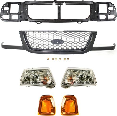Garage-Pro Grille Assembly Kit Comptible with Ford Ranger 2001-2003, Painted Black Shell with Painted Gray Insert, Plastic, For Models Made in Edison in Saudi Arabia