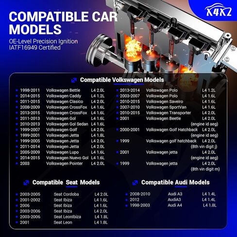 حزمة ملف الإشعال UF277 لـ 98-15 VW Volkswagen Jetta Beetle Golf Seat Ibiza Cordoba Passat Polo يستبدل #5C1314 C1319 IC387 GN10018 in Saudi Arabia