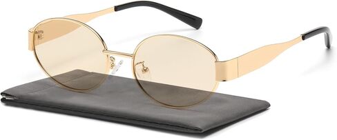 Retro Oval Sunglasses for Women Men, Sun Glasses Classic Metal Frame Polarized UV400 Protection in Saudi Arabia
